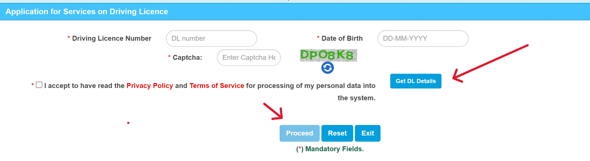 Duplicate DL Application Form
